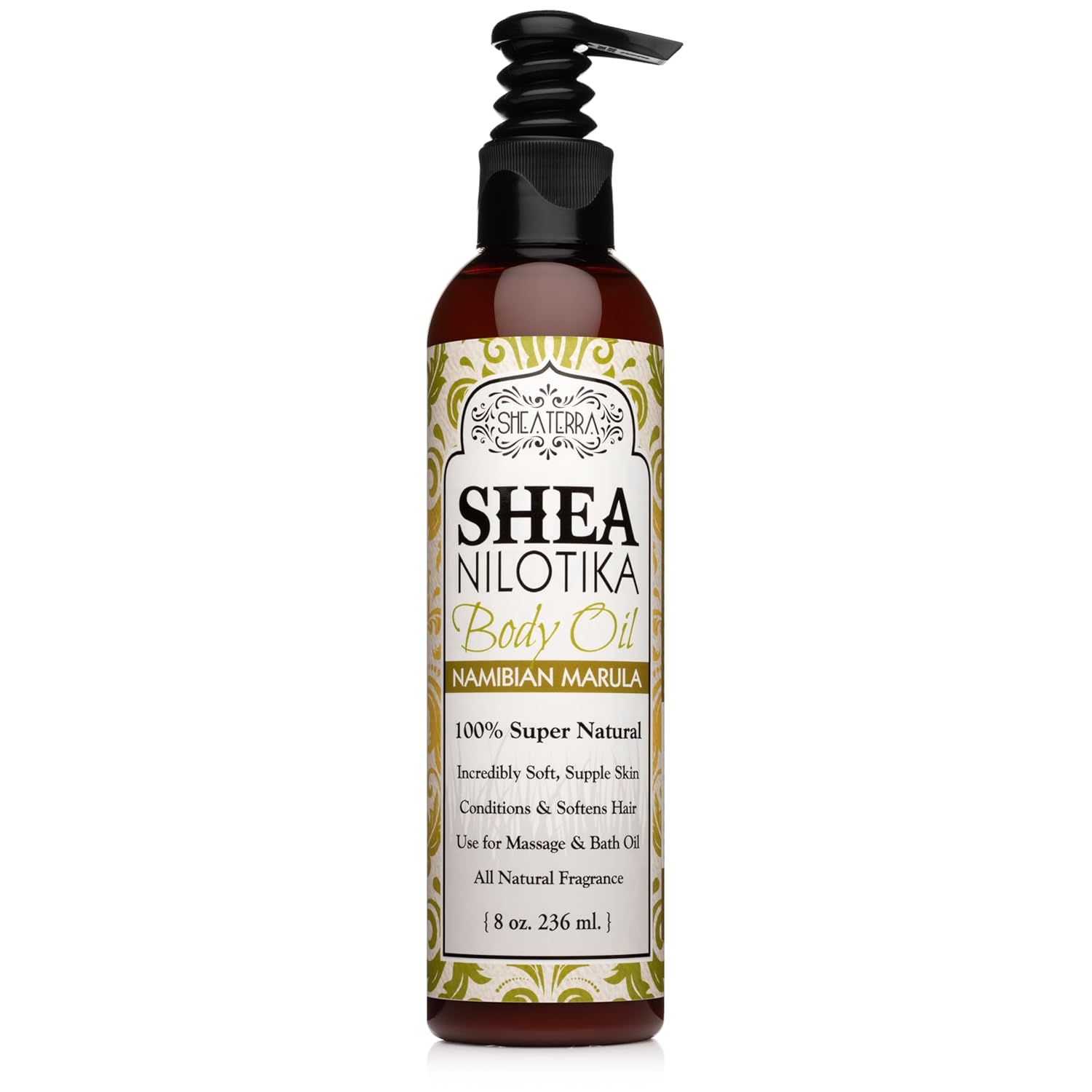 Shea Terra Organics Shea Nilotik Oil – Marrakesh Menthe Vanilla – Natural Daily Body & Hair Oil High in Pro Vitamin A, Vitamin E, & Anti-Aging Properties to Moisturize, Soften & Repair – 8oz