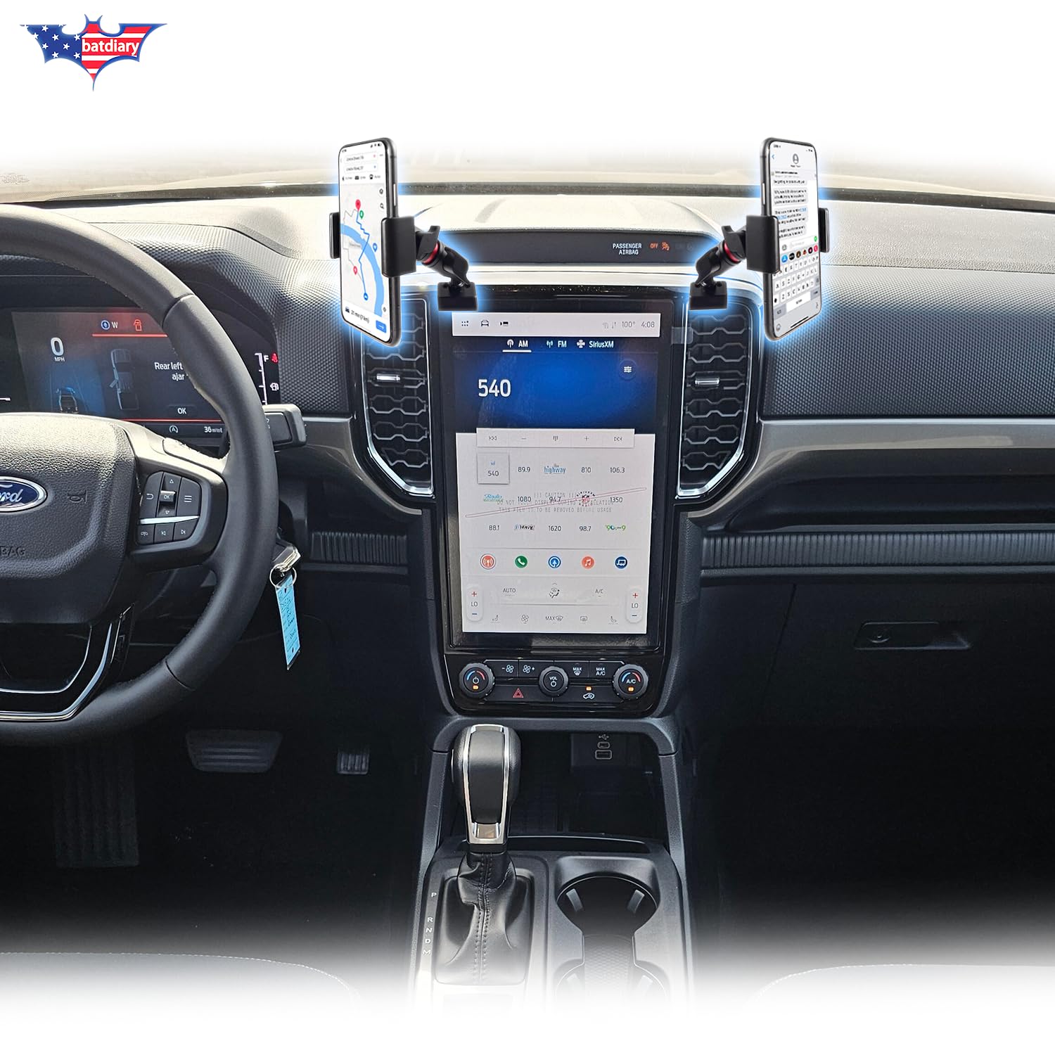 2025 Ranger Vent uchwyt na telefon do 2024 2025 2026 Ford Ranger akcesoria | aluminiowy teleskopowy uchwyt na telefon | gruby uchwyt samochodowy przyjazny dla obudowy do iPhone'a 16/15 Pro