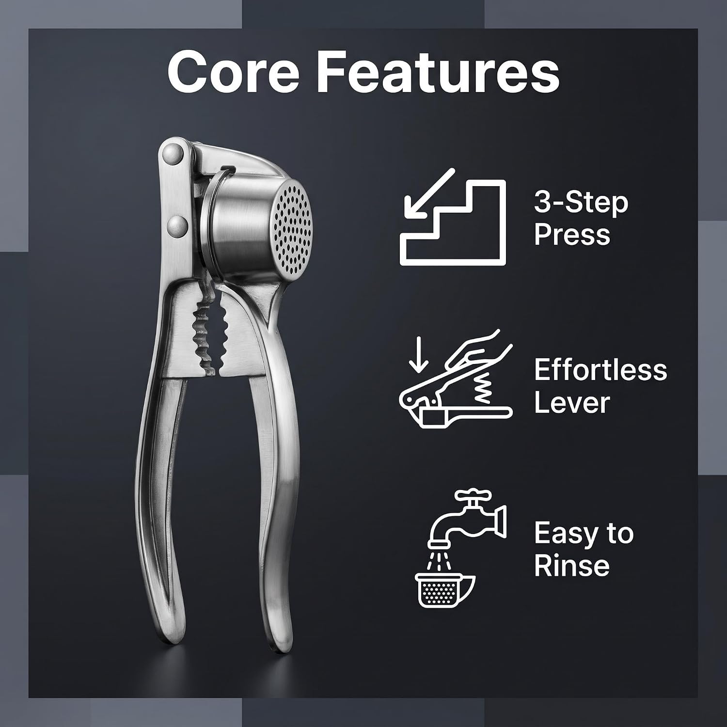 Manual Garlic Press, 5 Types of Multifunctional Garlic Puree Press, Walnut Clip,Manual Bottle Opener,Coreless and Fish Scale Removal Tool,Kitchen Tool Alloy/Stainless Steel (Single-type)