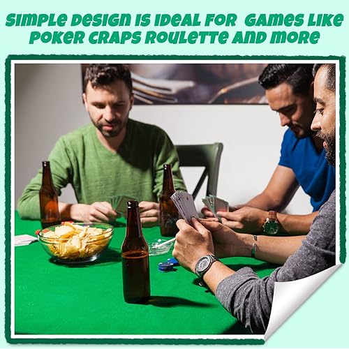 Miniatura 4 de Mixweer Juego de 2 alfombrillas de póquer de póquer – Funda de mesa de póquer de fieltro verde de primera calidad (36 x 72 pulgadas) y tapete de