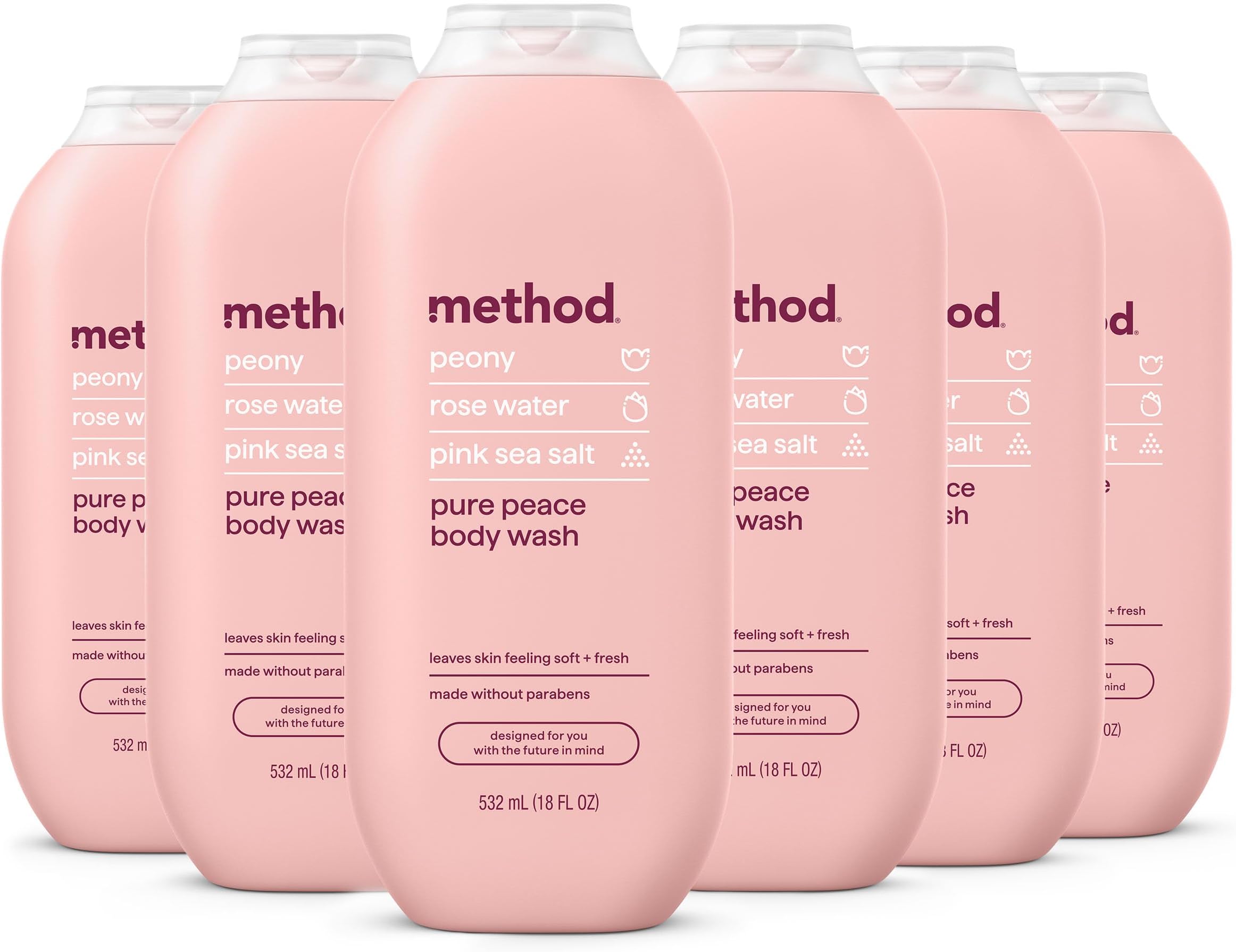 Body Wash, Pure Peace, 18 oz, 6 pack, Packaging May Vary