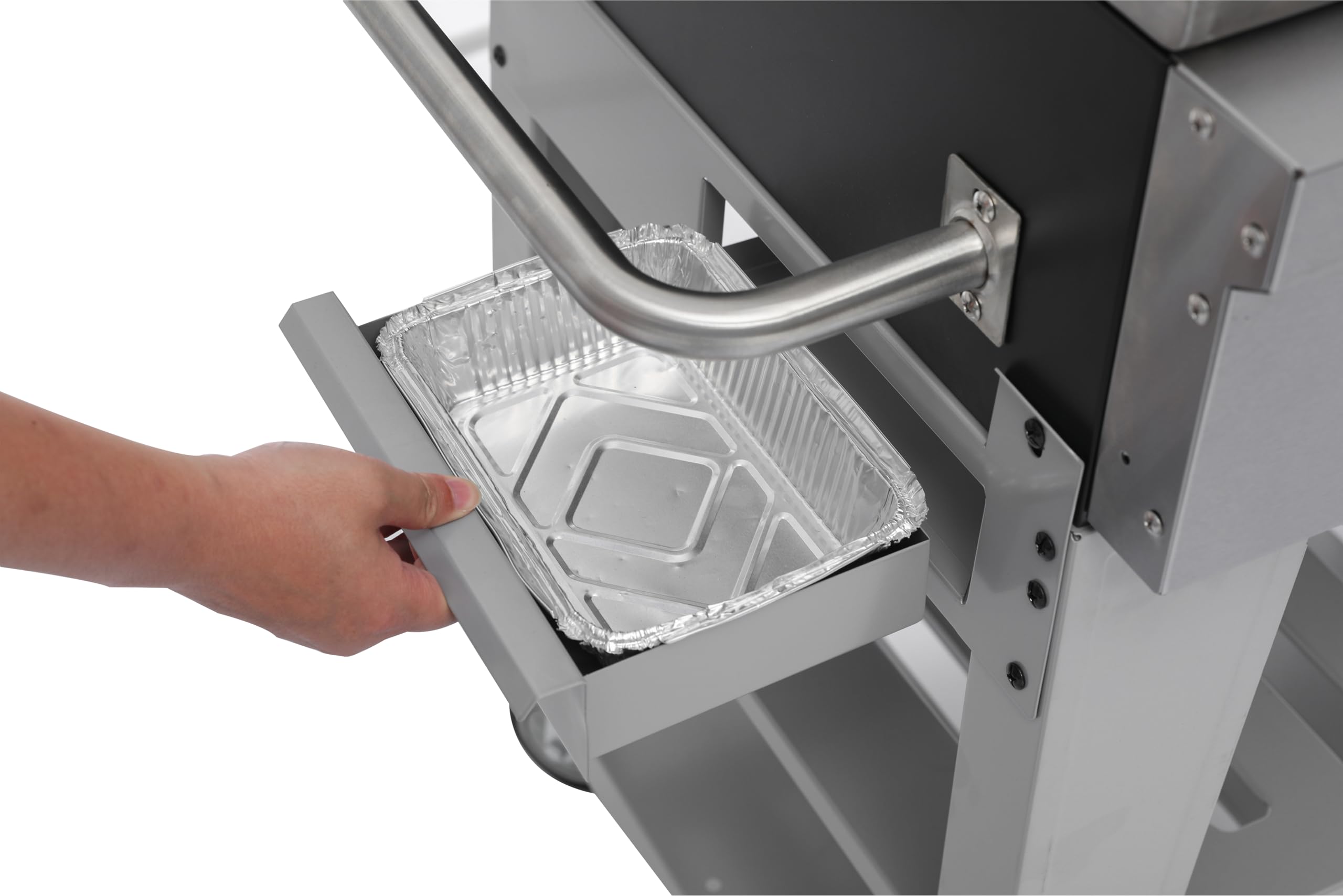 METRO PROFESSIONAL Barbecue a Gas con 4 Bruciatori e Piastra, 85x50 cm, Acciaio Inox, con Ruote e Telo di Copertura, Argento, 14.8 kW
