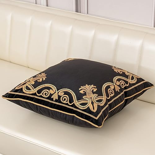 Miniatura 3 de Aeckself Funda de almohada floral de 18 x 18 pulgadas, funda de almohada decorativa de terciopelo bordada para sofá, dormitorio, sala de estar,