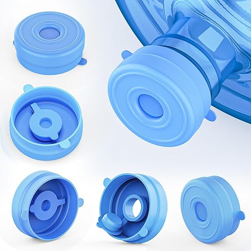 Myvision Tapas reutilizables para jarra de agua de 3 a 5 galones, tapa segura para dispensador de agua, tapa de repuesto de silicona antiderrames,
