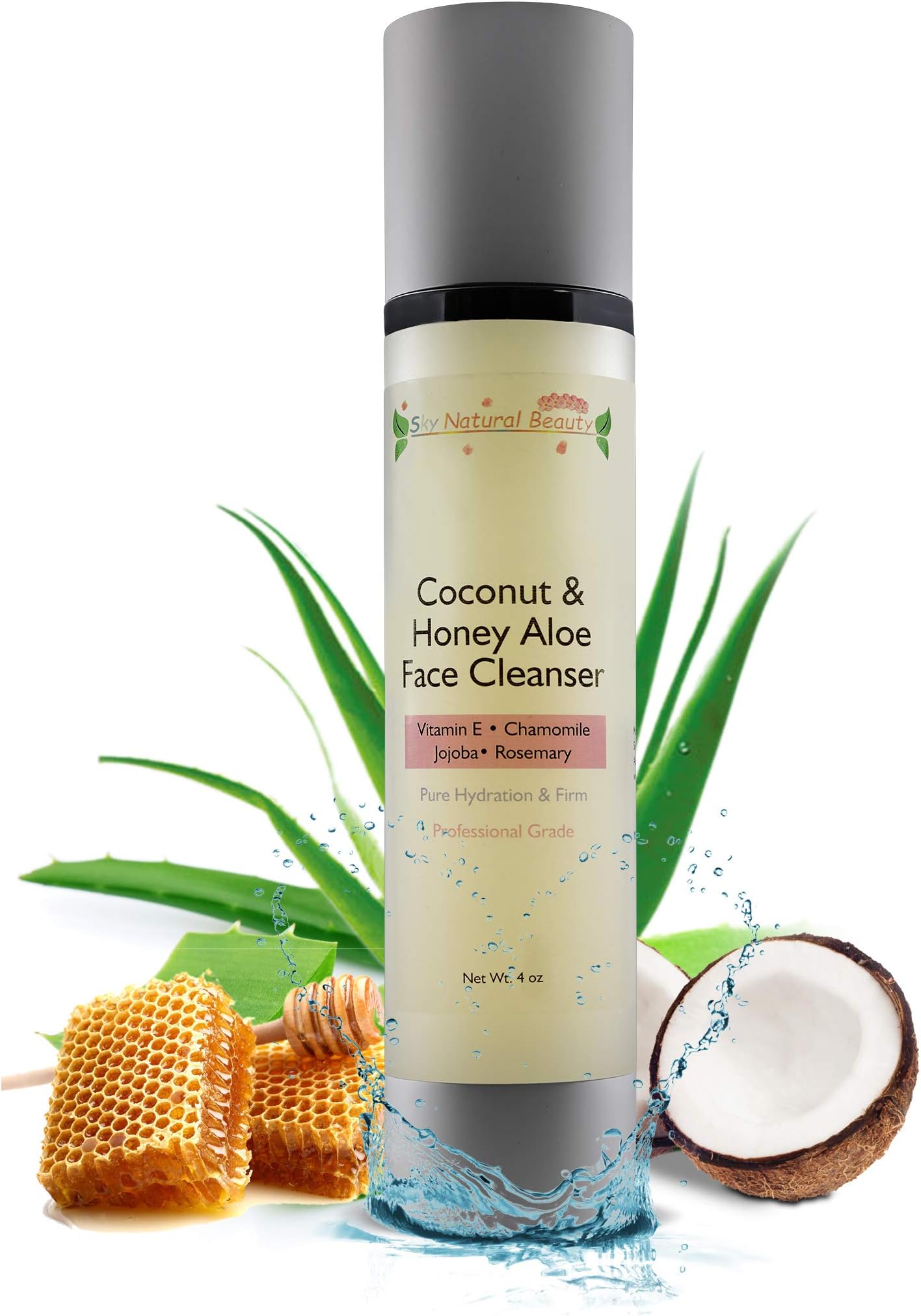 Coconut & Honey Aloe Face Cleanser With Manuka Honey - Best Moisturizing, Anti-Aging Facial Wash for Sensitive & Delicate Skin