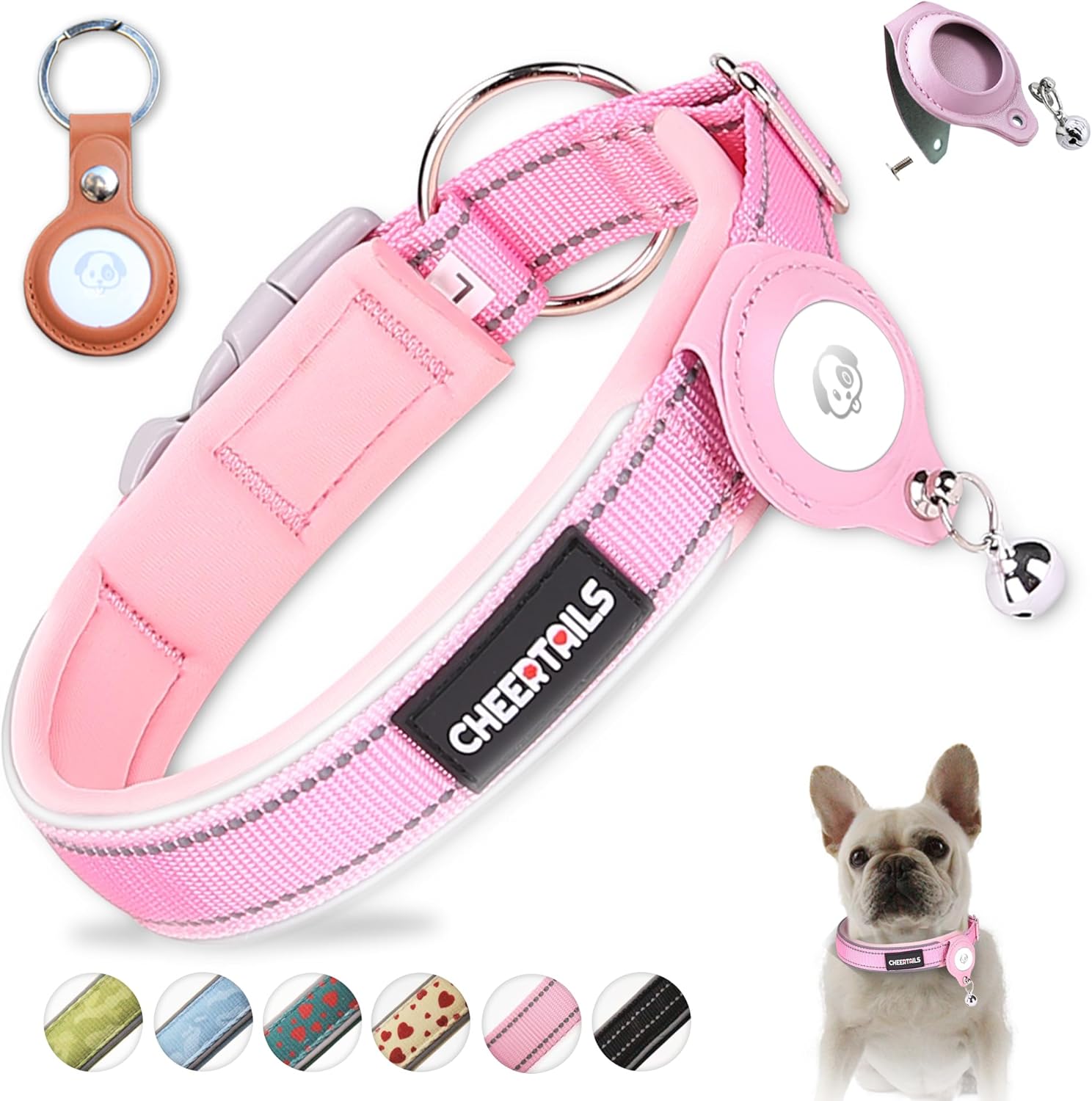 Reflective Airtag Dog Collar,CHEERTAILS Air Tags2 Pack