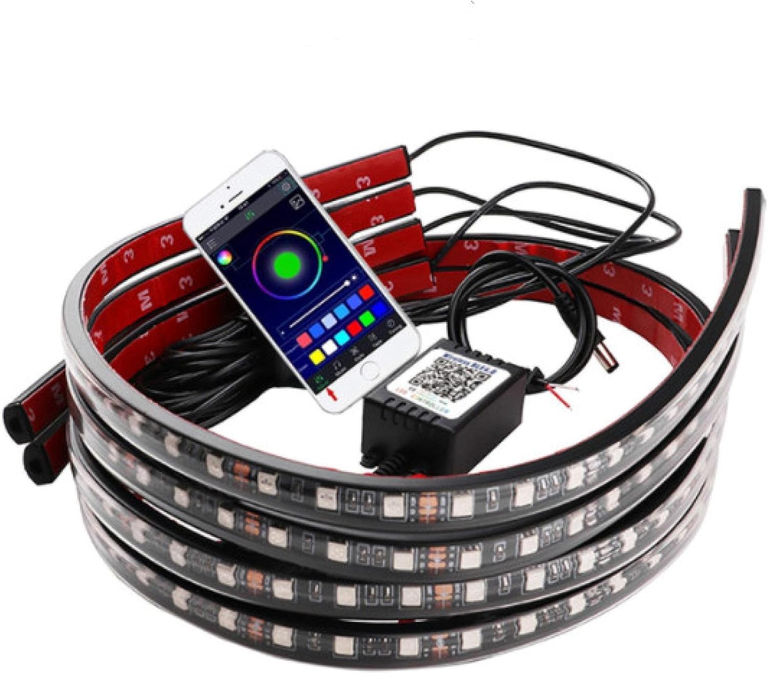 Under Vehicle Light Flexible Strip led underbody Light Remote Control / Application Control in Vehicle led neon Light RGB Decorative Atmosphere Light APP60cm90cm