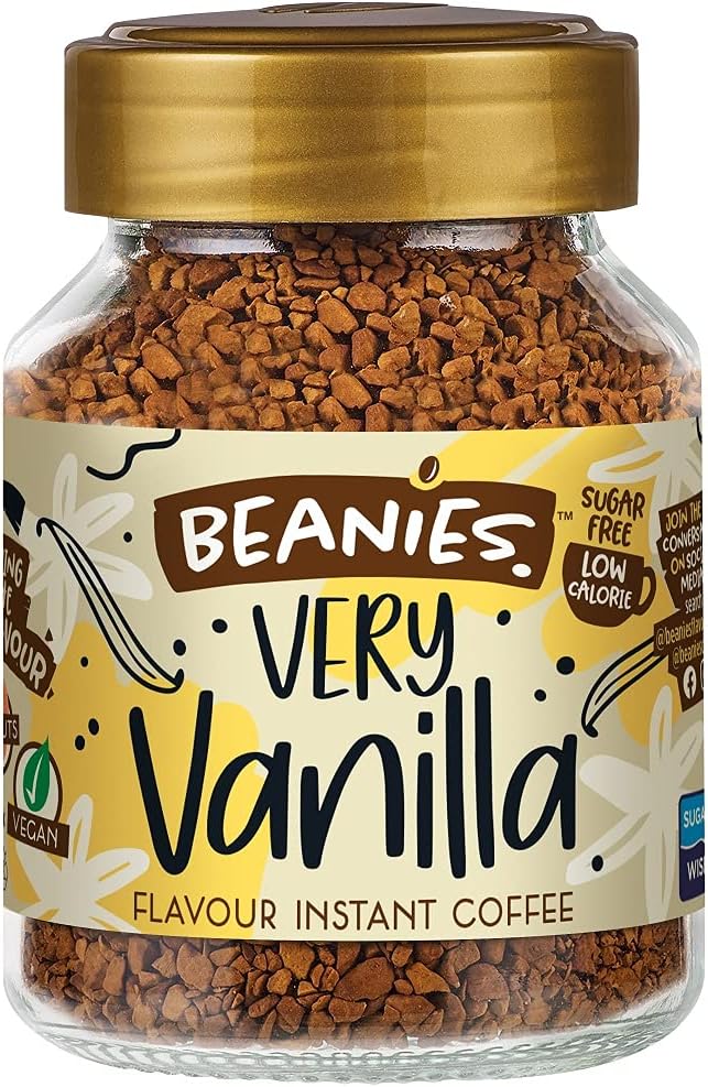 Beanies Flavour Instant Coffee - Very Vanilla Instant Flavored Coffee, 50g Jar
