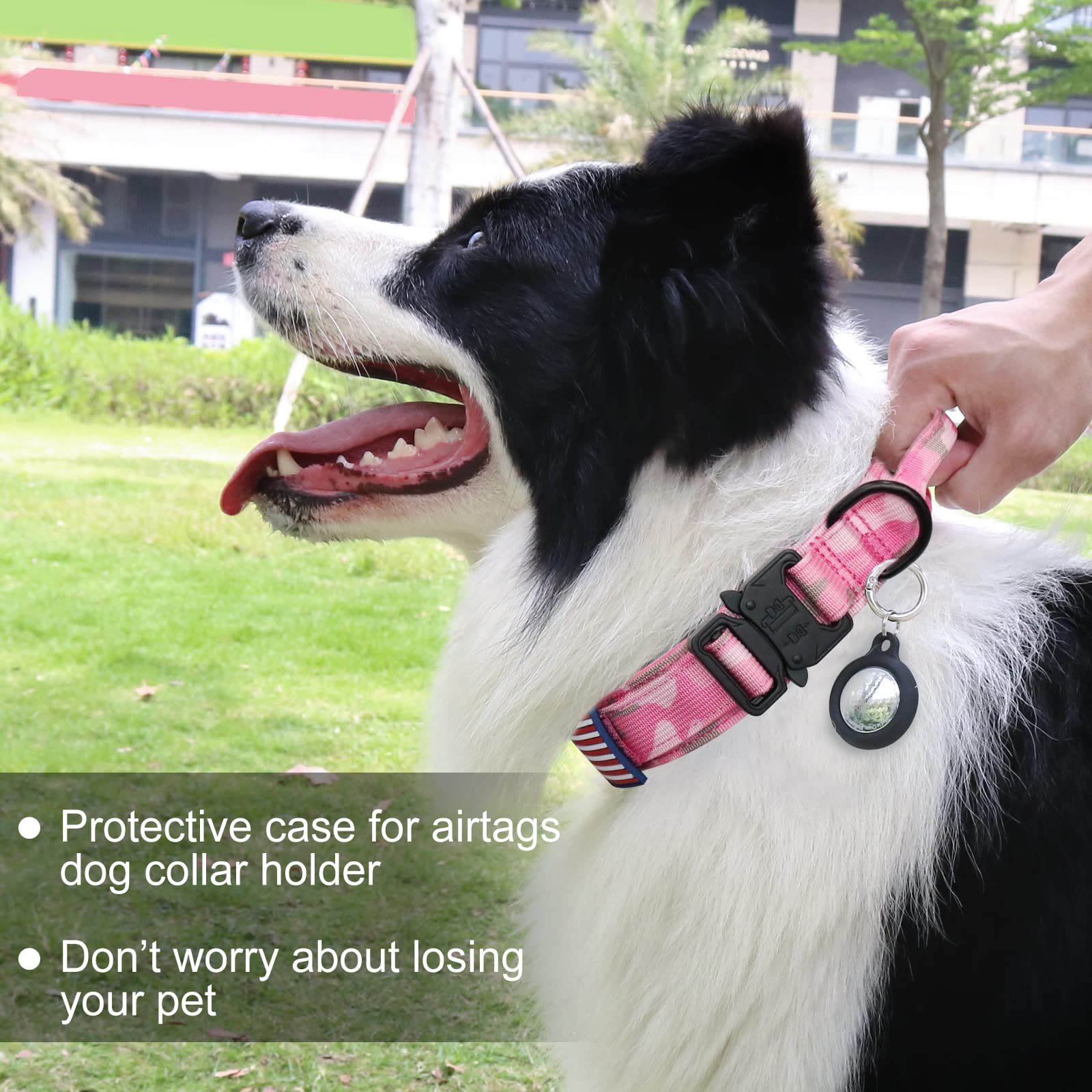 Taktisches Hundehalsband In Camouflage Mit Kontrollgriff – Robust, Verstellbar & Mit Airtag-Halter Für Große Hunde