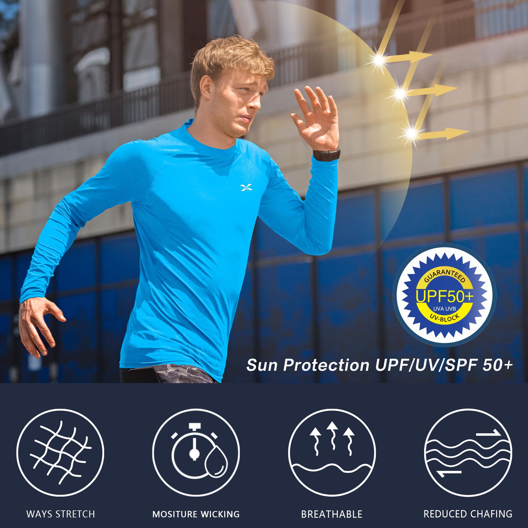 MOHEEN Camiseta de manga larga para hombre con protección solar UPF 50+, de secado rápido, para senderismo, pesca, natación, tallas M-3XL