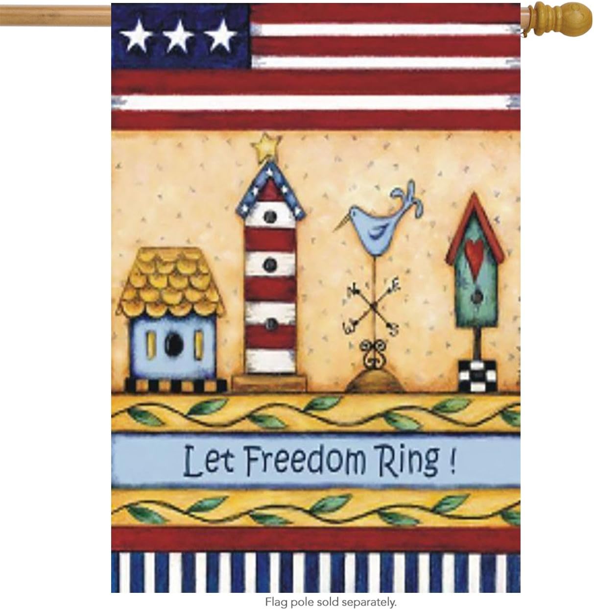 ART INTERNATIONAL Let Freedom Ring Patriotic House Flag