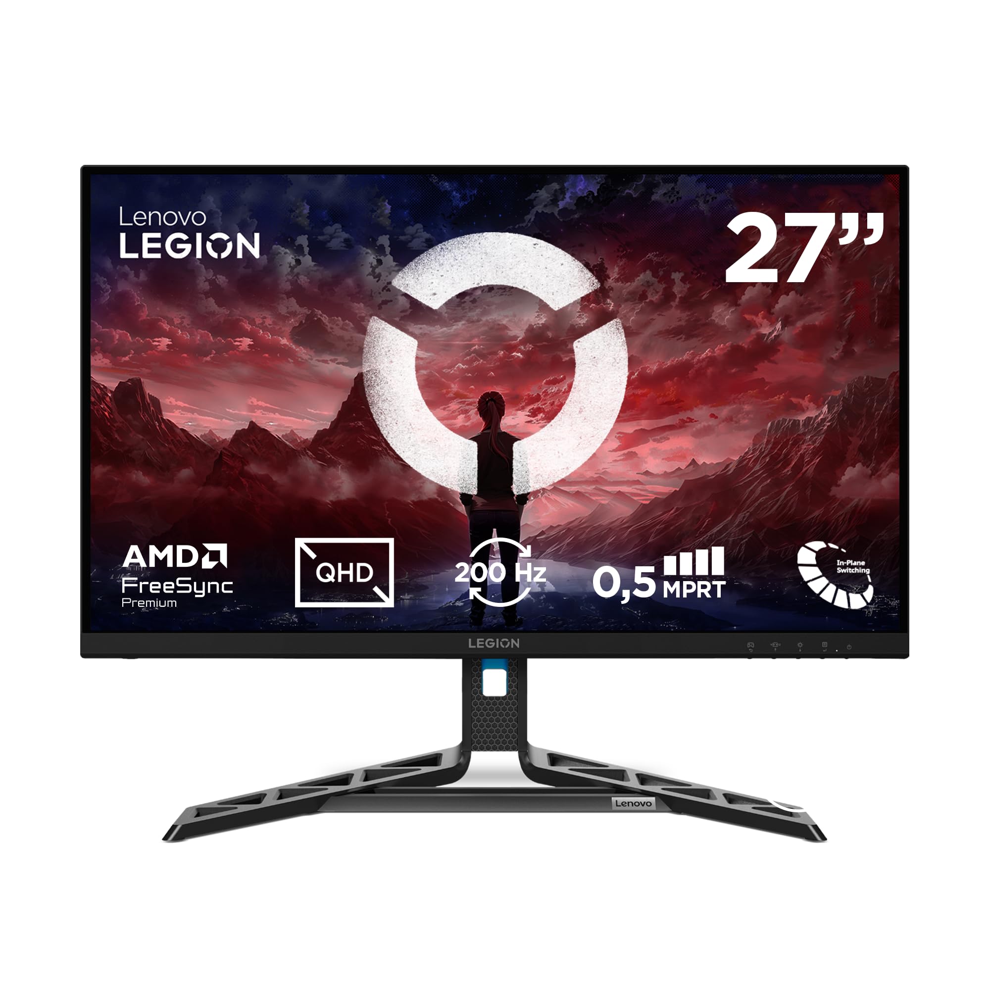 Lenovo Legion R27qe Gen 2 - Monitor Gaming QHD 27" (IPS, 200 Hz, 0.5 ms MPRT, 16:9, HDMI 2.1 + DP 1.4, AMD FreeSync Premium, VESA Adaptive Sync, Ajuste Inclinación/Altura/Pivote/Giro) - Negro