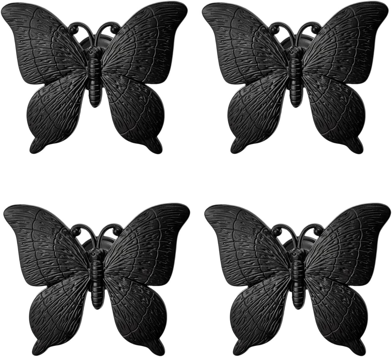 4PCS Butterfly Knobs Butterfly Handle Butterfly Home Furniture Decorations Bathroom Decor Dresser Cabinet Drawer Pulls Handles (Black)