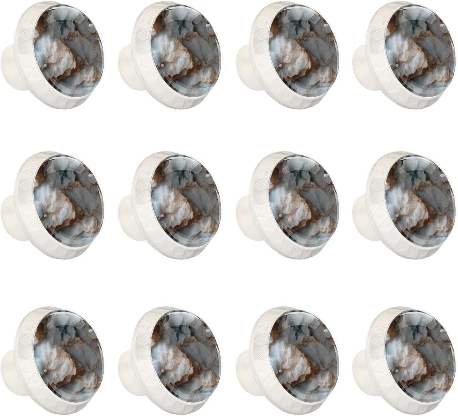 Black Marble Texture (2) Simple Style Cabinet Knobs, Durable Drawer Knobs with Complete Screws