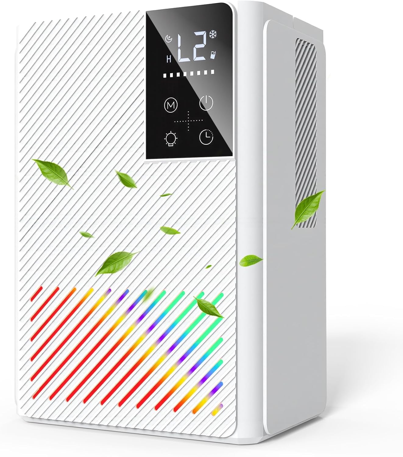 Deshumidificateur d Air 2500ML, Déshumidificateurs Electrique Silencieux Econome en Energie, Anti Moisissure, Auto-Arrêt & Dégivrage, Minuterie, LED 7 Couleurs, Idéal pour Chambre/Salle de Bains