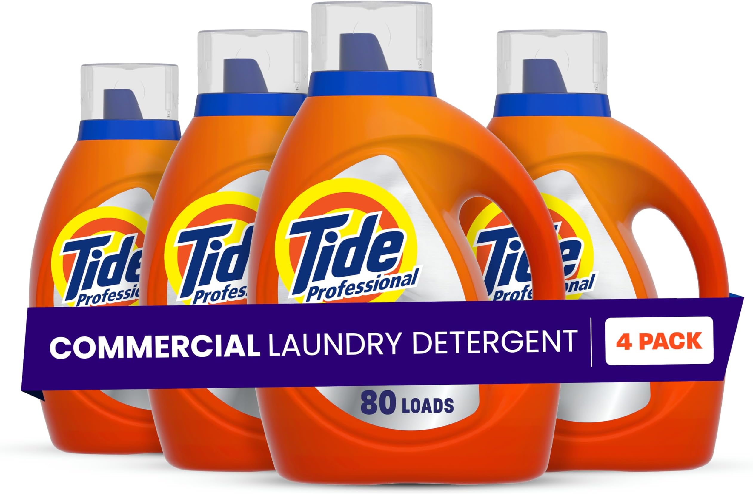 Tide Professional Commercial Liquid Laundry Detergent, 80 loads, 105 Fl oz, For Business Use Pack of 4