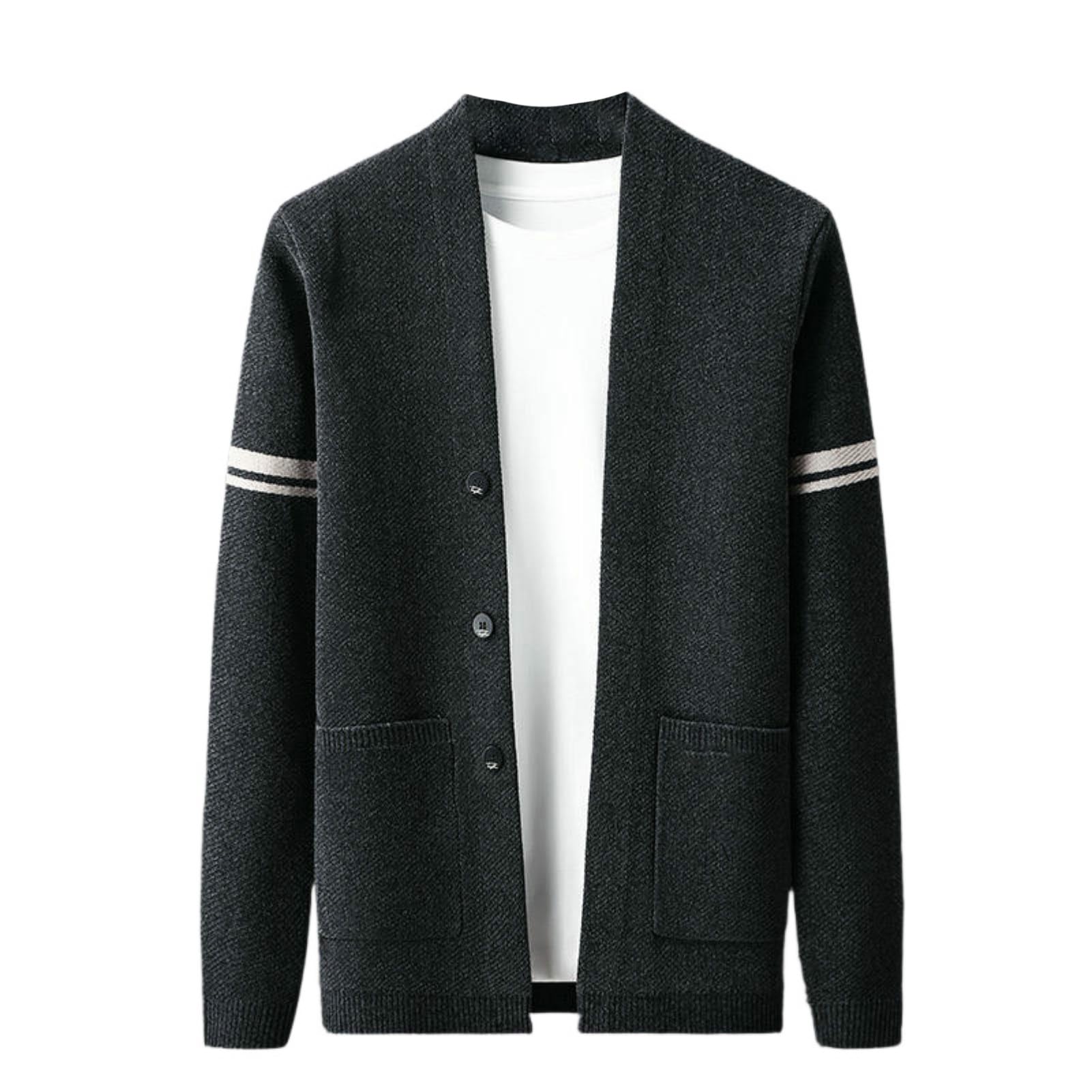 Chaqueta de punto de manga larga transpirable contra el frío de otoño para hombres 7