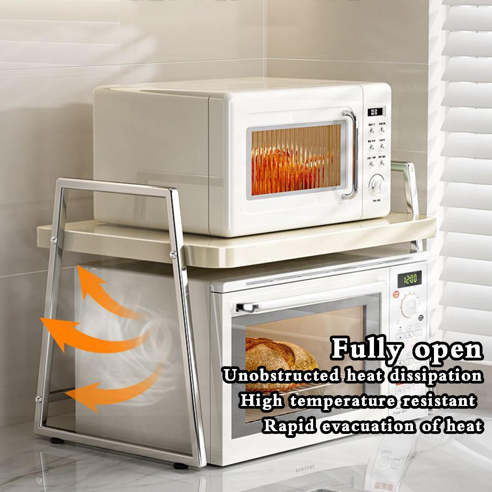 kuchenka mikrofalowa， 2-poziomowy metalowy stojak piekarski Blat kuchenny Organizer do