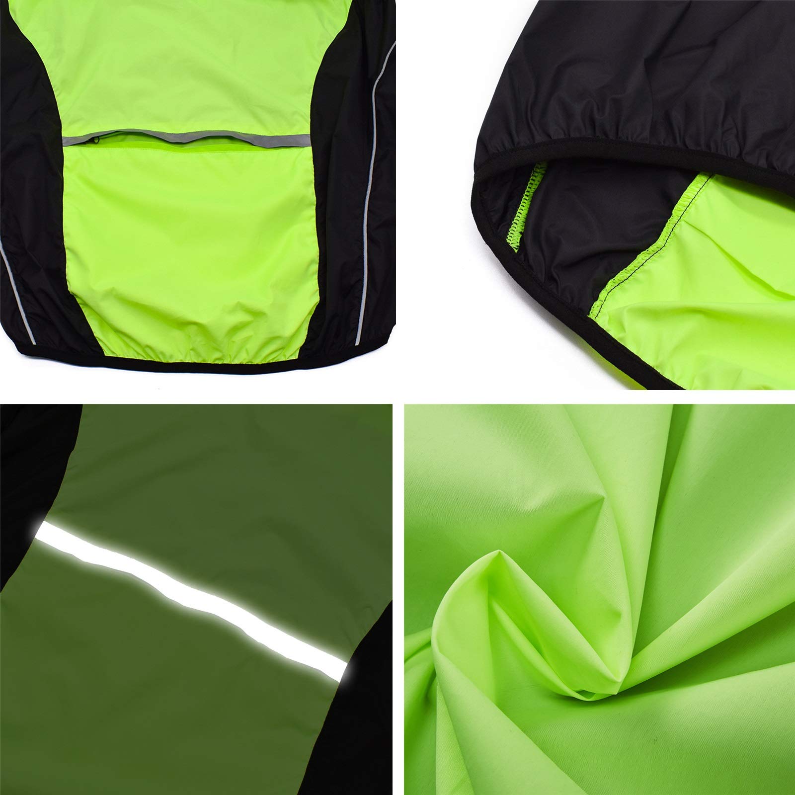 Hombres Chaleco Ciclismo Sin Mangas Antiviento Alta Visibilidad Impermeable Chaleco Bicicleta Con Tira Reflectante (Color : Black, Size : Large)