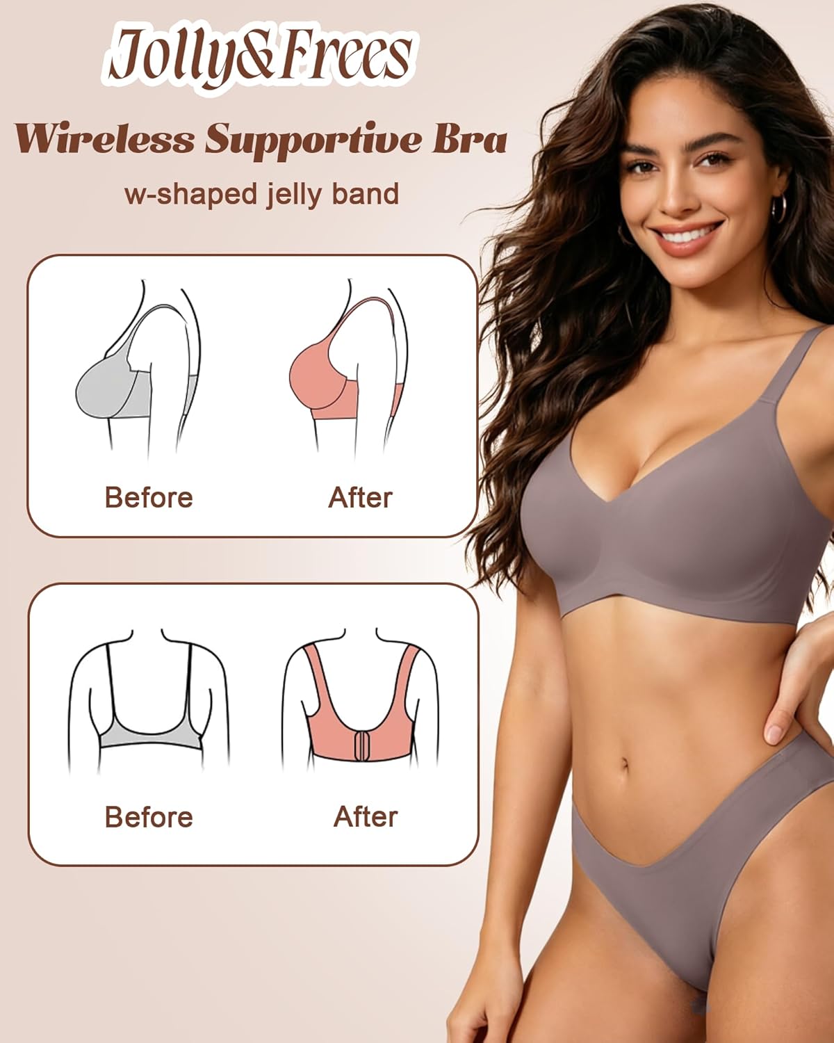 Buttery Soft Full Coverage Wireless Bra Seamless Jelly Push Up as an Everyday T-Shirt Bra