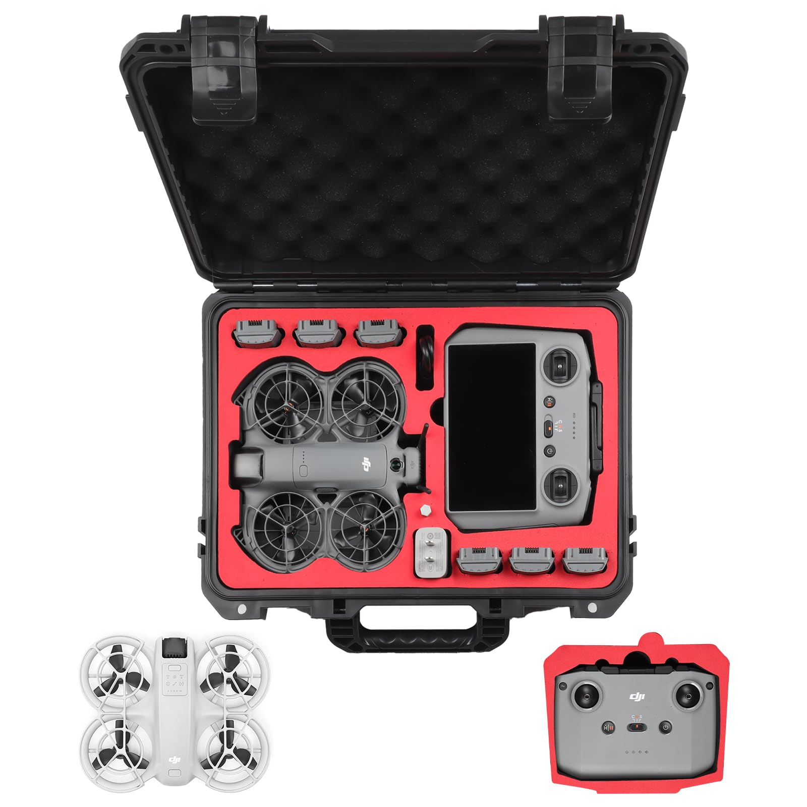 Photo 1 of Drogear Waterproof Hard Carrying Case for DJI Neo 2/Neo 1 Fly More Combo | Holds 7 Batteries, Fits Drone, DJI RC 2/RC-N3 Remote Controller, Charging Hub & Accessories | Shockproof, Dustproof