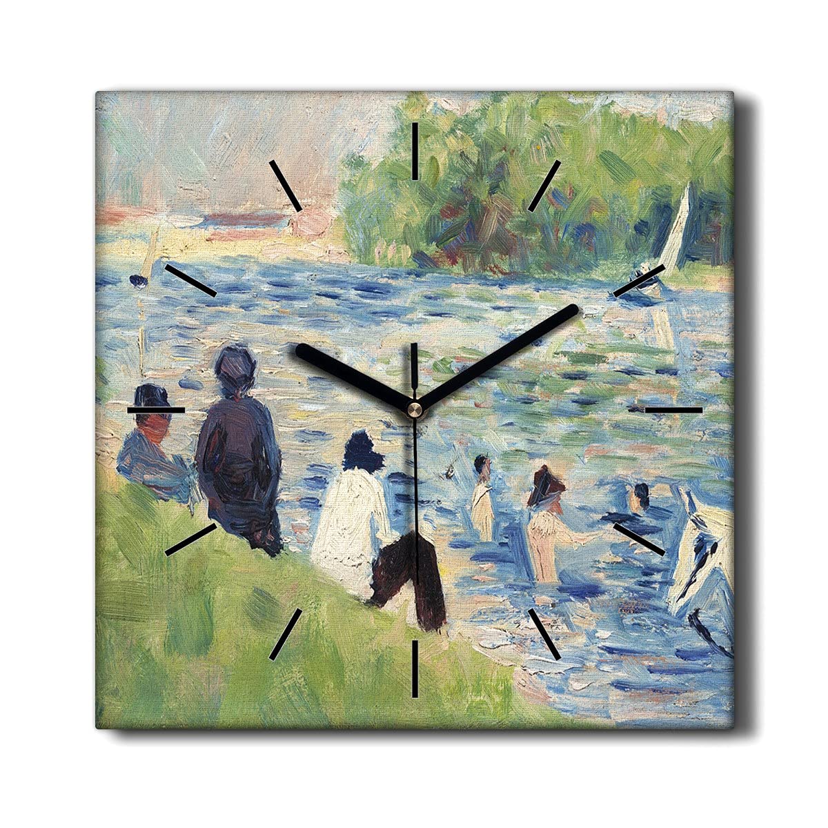 Horloge murale decoration salon Coloray avec toile nature de l'eau zen sans bruit 30x30cm