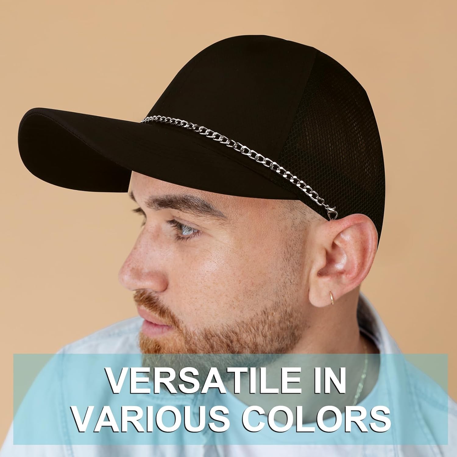 9Pcs Trucket Hat Chains Bill Decoration Trucker Hat Charms Metal Chains for Hat DIY Mesh Baseball Cap Accessories Chain Metal Detachable Chains Assorted Styles for Women Man,Gold,Silver - Image 6