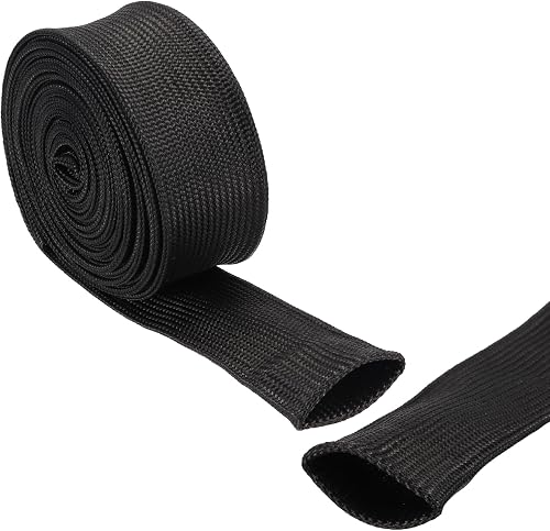 uxcell Insulation Cable Protector,35mm/1.38 Inch-3m/10 Feet High Temp Fiberglass Sleeve Black