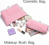 Vista 2 de Bolsa de maquillaje de 2 piezas, bolsa de cosméticos para mujer, bolsa de maquillaje de viaje, bolsa organizadora de maquillaje, bolsa de maquillaje