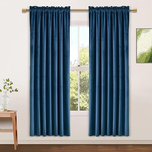 Miniatura 244 de Cortinas de terciopelo JIUZHEN, cortinas opacas suaves de terciopelo retro para dormitorio, cortinas elegantes con reducción de ruido y Rosa