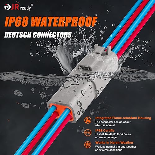 Miniatura 6 de JRready DW5009-01 Deutsch Kit de herramientas de prensado, 2 3 4 6 8 12 conectores DT conector impermeable con crimpador de trinquete 22-12 AWG,