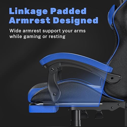 Miniatura 17 de Gaming Chair with RGB LED Lights, High Back Ergonomic Computer Gamer Chair with Headrest and Lumbar Support, Racing Style Reclining Game Chair for