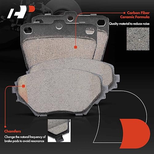 Miniatura 9 de A-Premium Juego de rotores de freno de disco perforados y ranurados delanteros y traseros + pastillas de cerámica compatibles con modelos