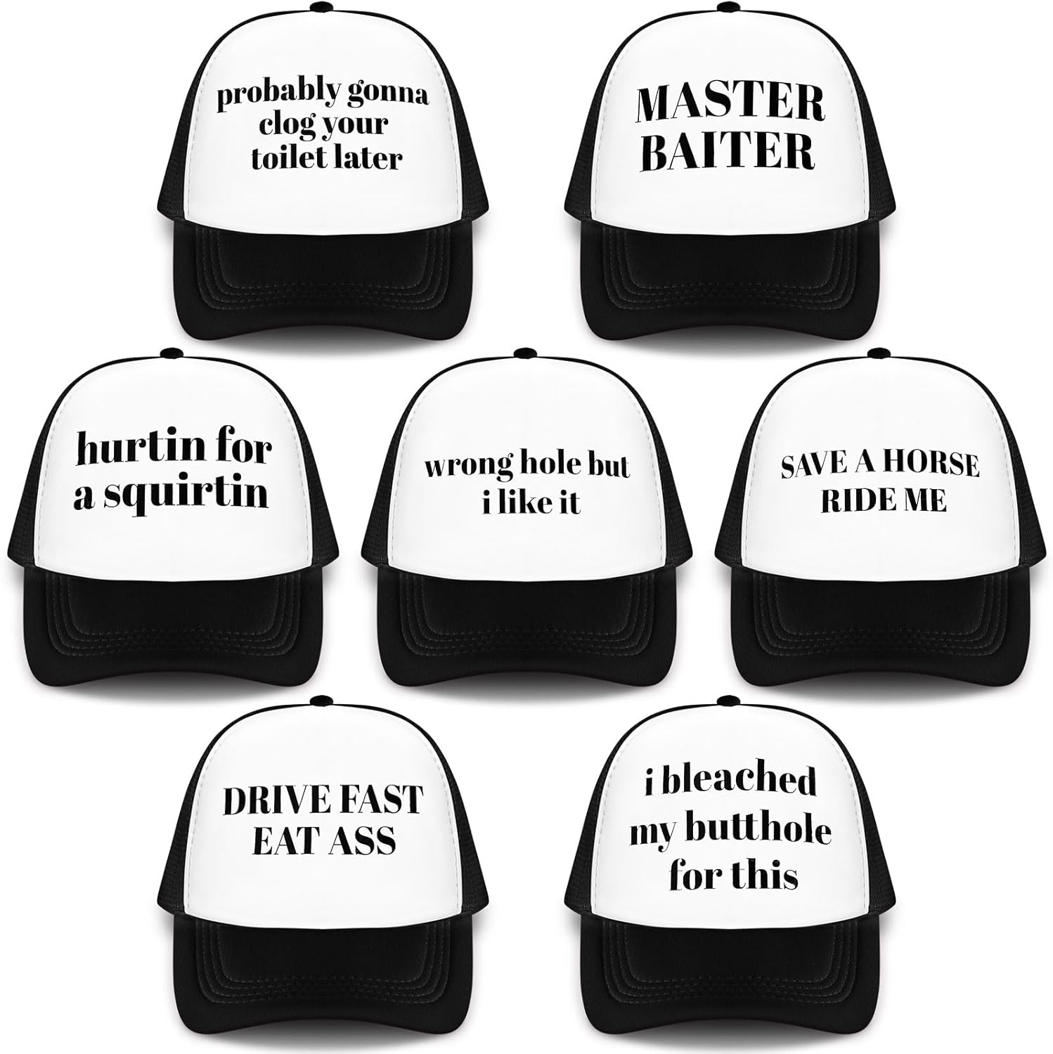 JaGely 7 Pcs Funny Bachelor Party Trucker Hats Groom Hat Groomsman Cap for Bachelor Party Decoration Favor Accessories