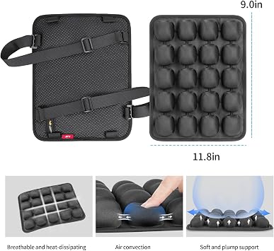 JFT Motorcycle Seat Cushion, Inflatable 3D Air Convection Cushion Pad