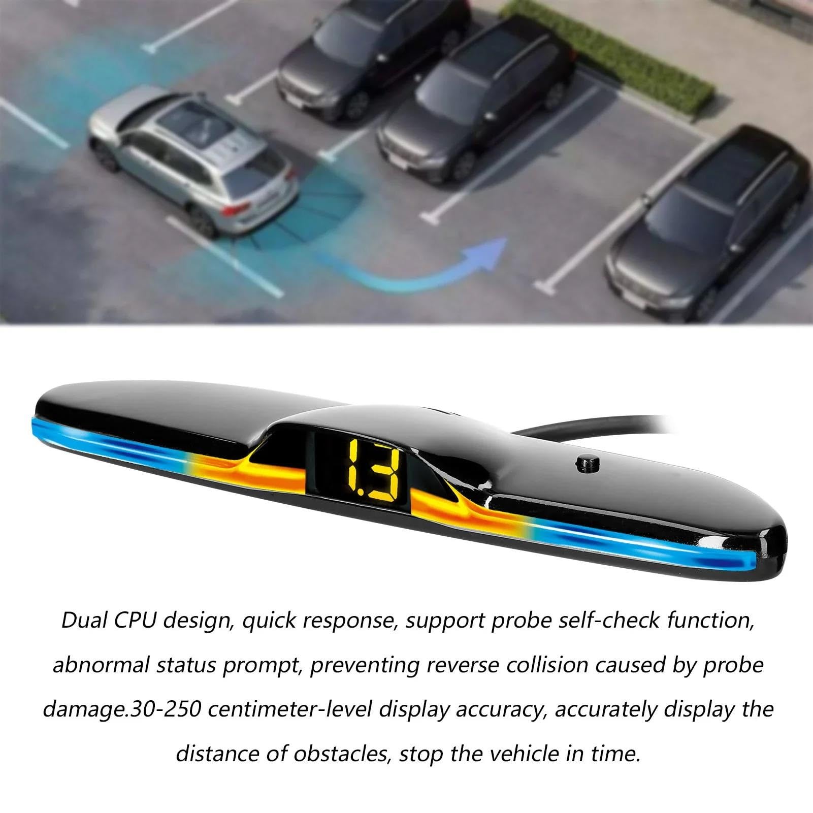 Kit sensori di parcheggio Posteriori per Auto, 4 sensori di parcheggio, rilevamento Distanza, Display, avviso Acustico, (Nero)