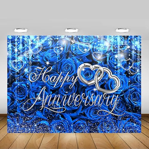 Miniatura 5 de Mocsicka Telón de fondo de feliz aniversario, decoración de fiesta de aniversario, rosas rojas, flores doradas, fondo de corazón bokeh dorado,