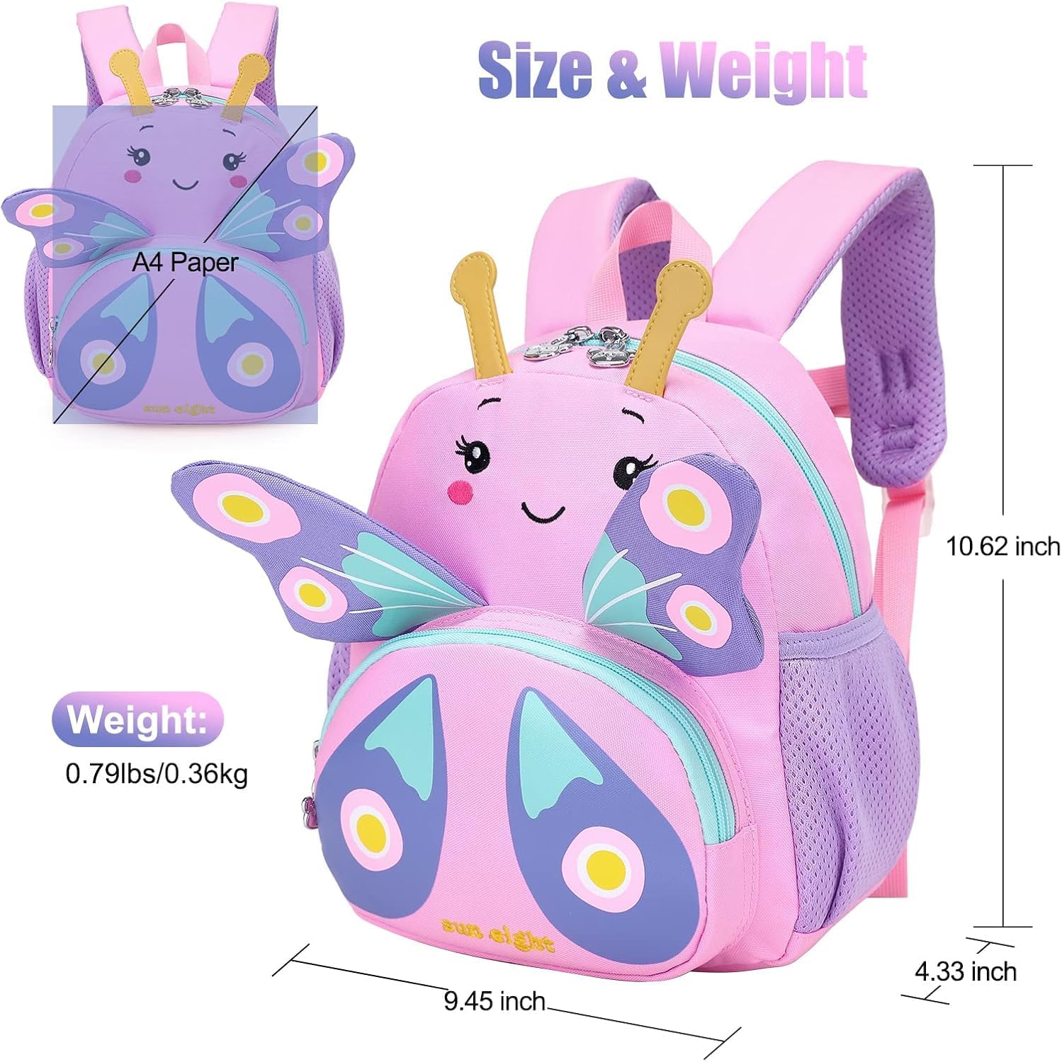 Cute Toddler real backpacks Animal Cartoon Mini Travel Bag for Baby Girl Boy 1-5 Years toddler purse (Butterfly)