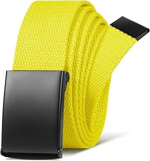LXMY Mens Belt,Work Belts for Men,Holeless Adjustable Golf Casual Dress Fashion Belts for Men,Black Web Canvas Fabric Belt