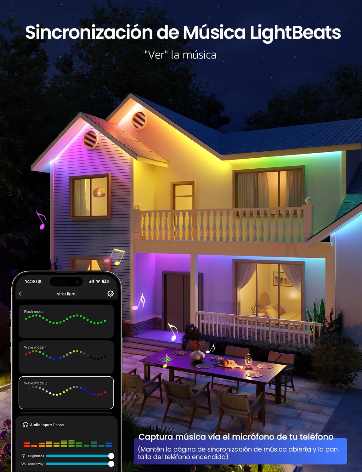 Lepro SW1 AI Tira LED 5M, Luces LED WiFi Exterior, RGB+CCT Control de App, Control Segmentado Inteligente, Music Sync, Funciona con Alexa y Google Assistant, Diseñador de Iluminación AI Personalizado