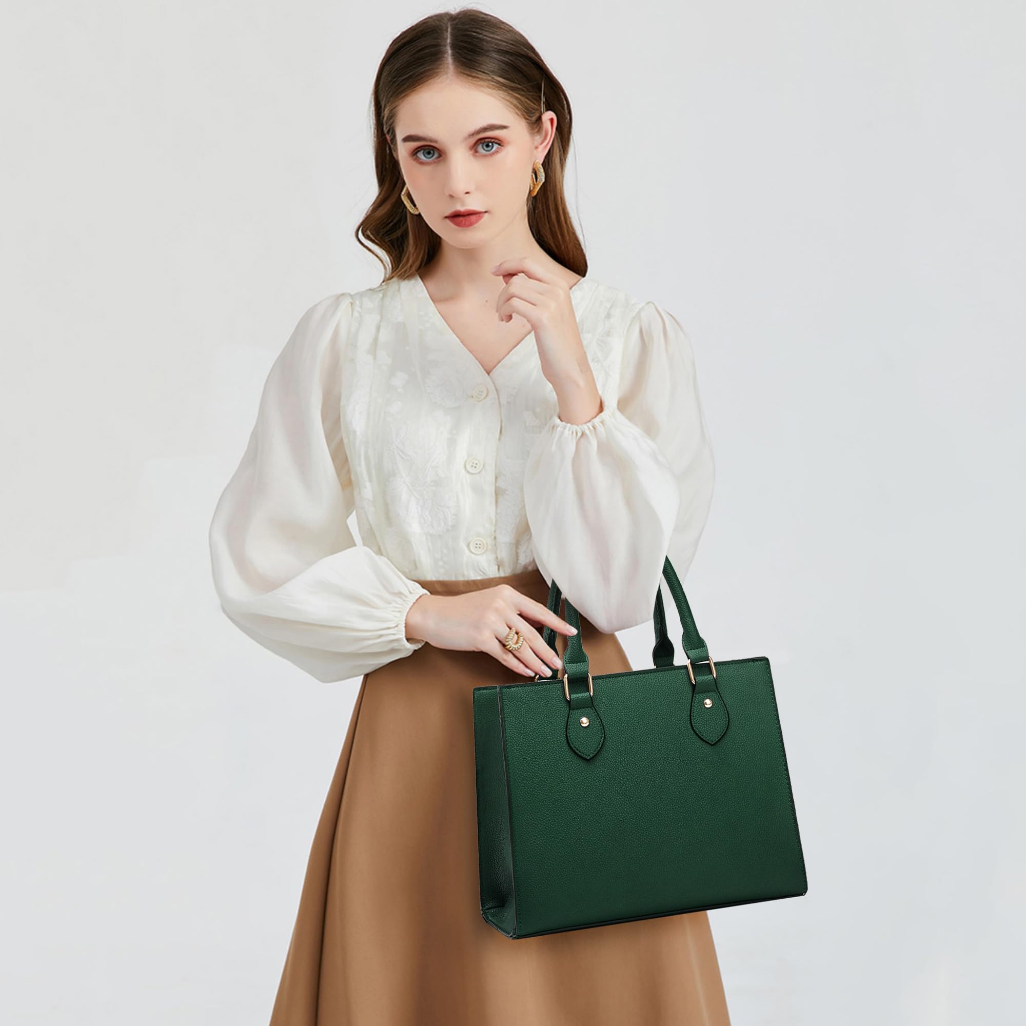 CHICAROUSAL Crossbody Purses and Handbags for Women PU Leather Tote Top Handle Satchel Shoulder Bags: Liz Dark Green