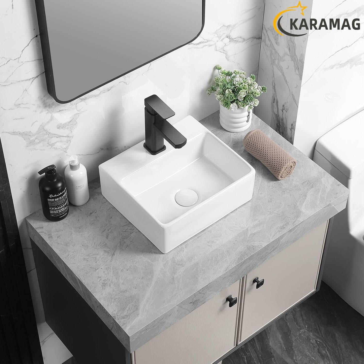 Small Vessel Sink 13"x11" Wall Mount Bathroom Sink Rectangular White Porcelain Ceramic Mini Floating Tiny Bathroom Wall Mounted RV Sink