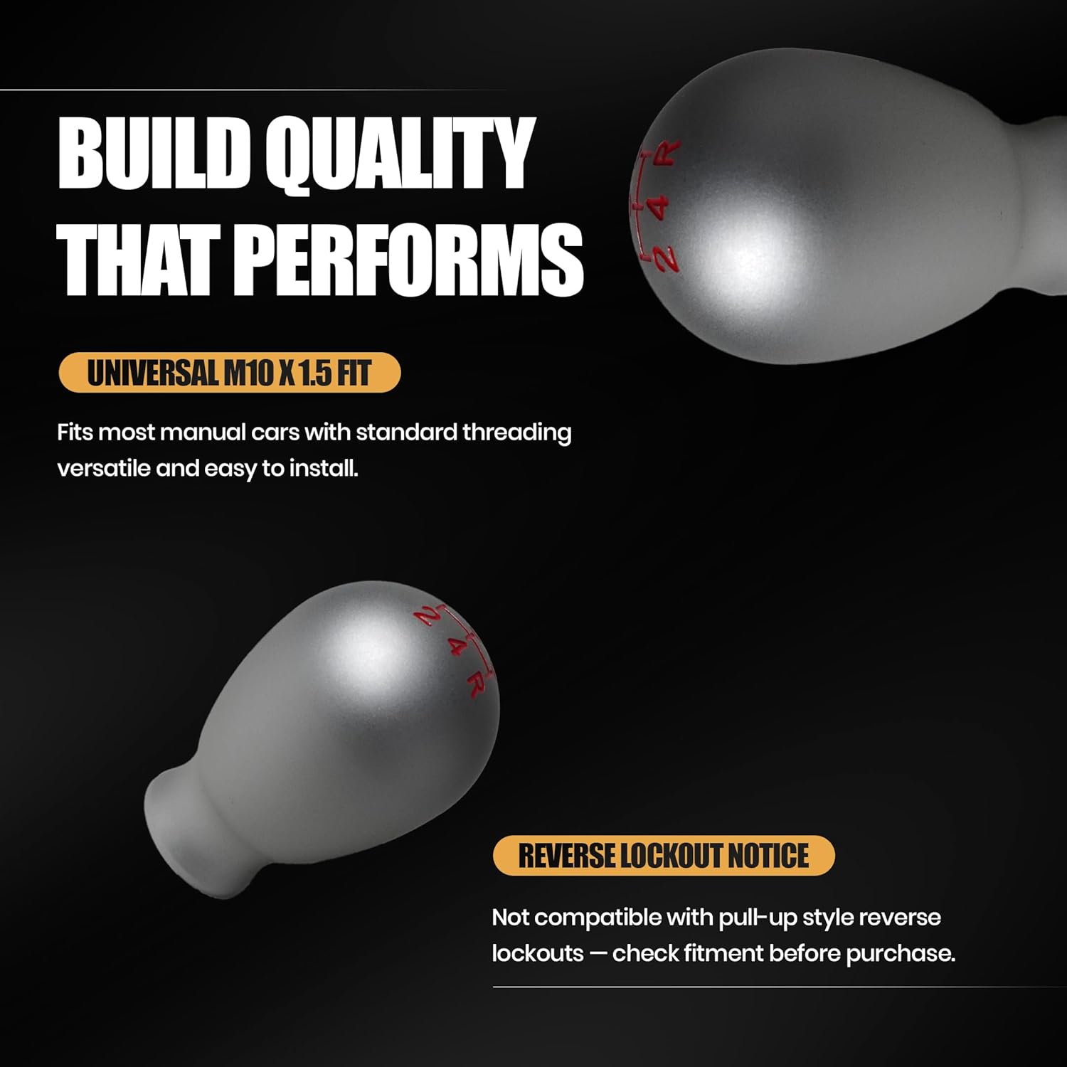 Type R Style Weighted JDM Racing 6 Speed Gear Shift Knob M10 x 1.5 Universal Manual Shifter Knobs Compatible with Honda Civic Fit CRX Prelude Accord S2000 Acura Integra TL TSX FL5 DE5