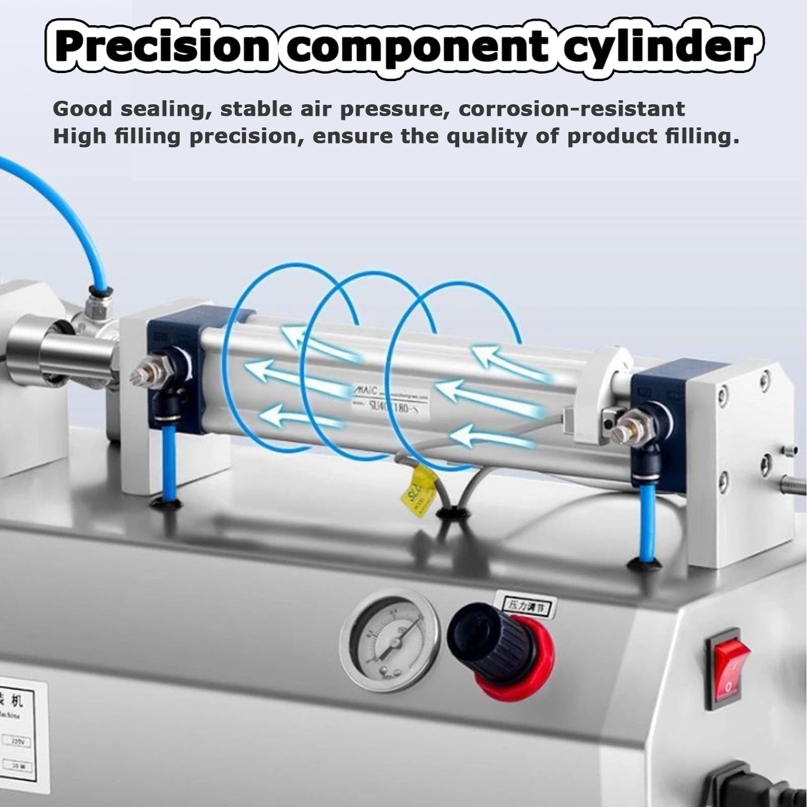 TREEYX Pneumatic Piston Filler Semi-Automatic Paste Dispenser - Manual Liquid Filling Machine for Oil Cream Lotion Honey - — view 3