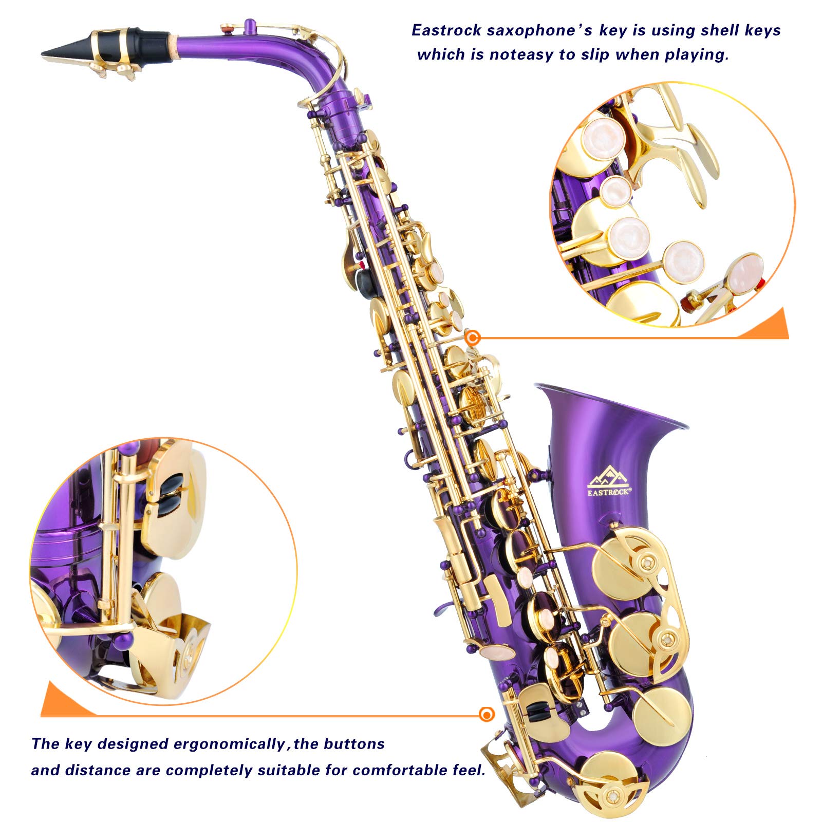 Amazon.com: EASTROCK Purple/Golden Alto Saxophone E Flat Sax Full