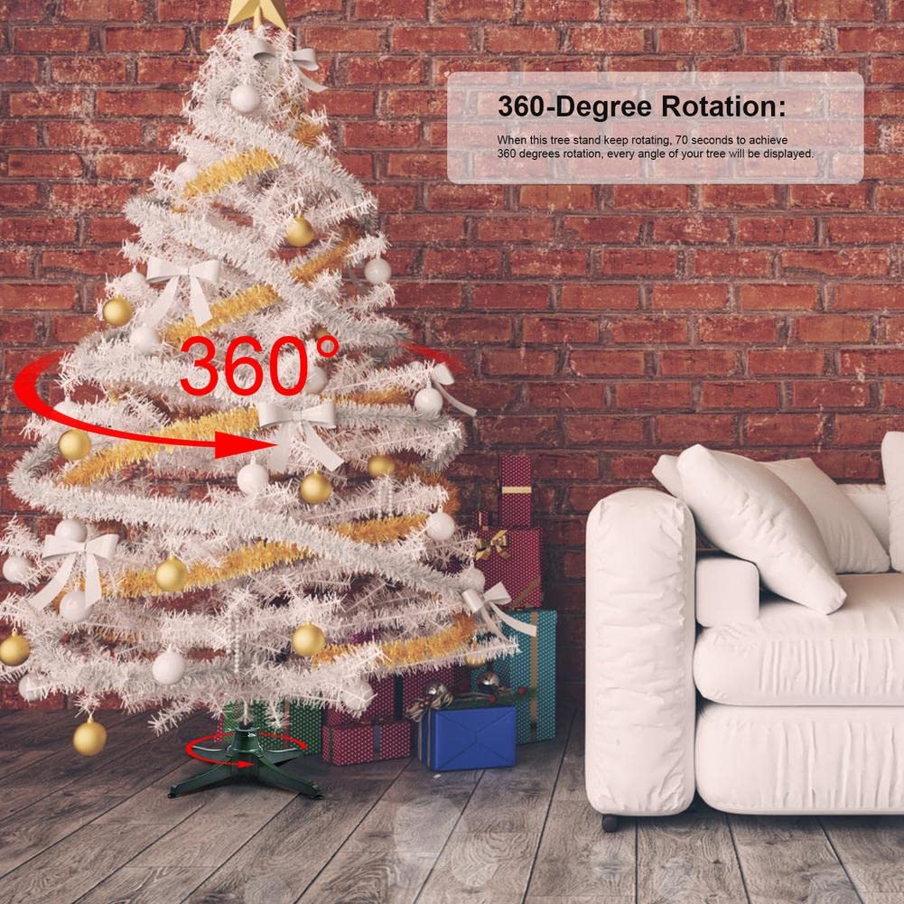 Soporte giratorio ajustable para árbol de Navidad de 360 grados, soporte giratorio eléctrico para árbol de Navidad con 3 ajustes ajustables, ideal para árbol de Navidad artificial, decoración práctica