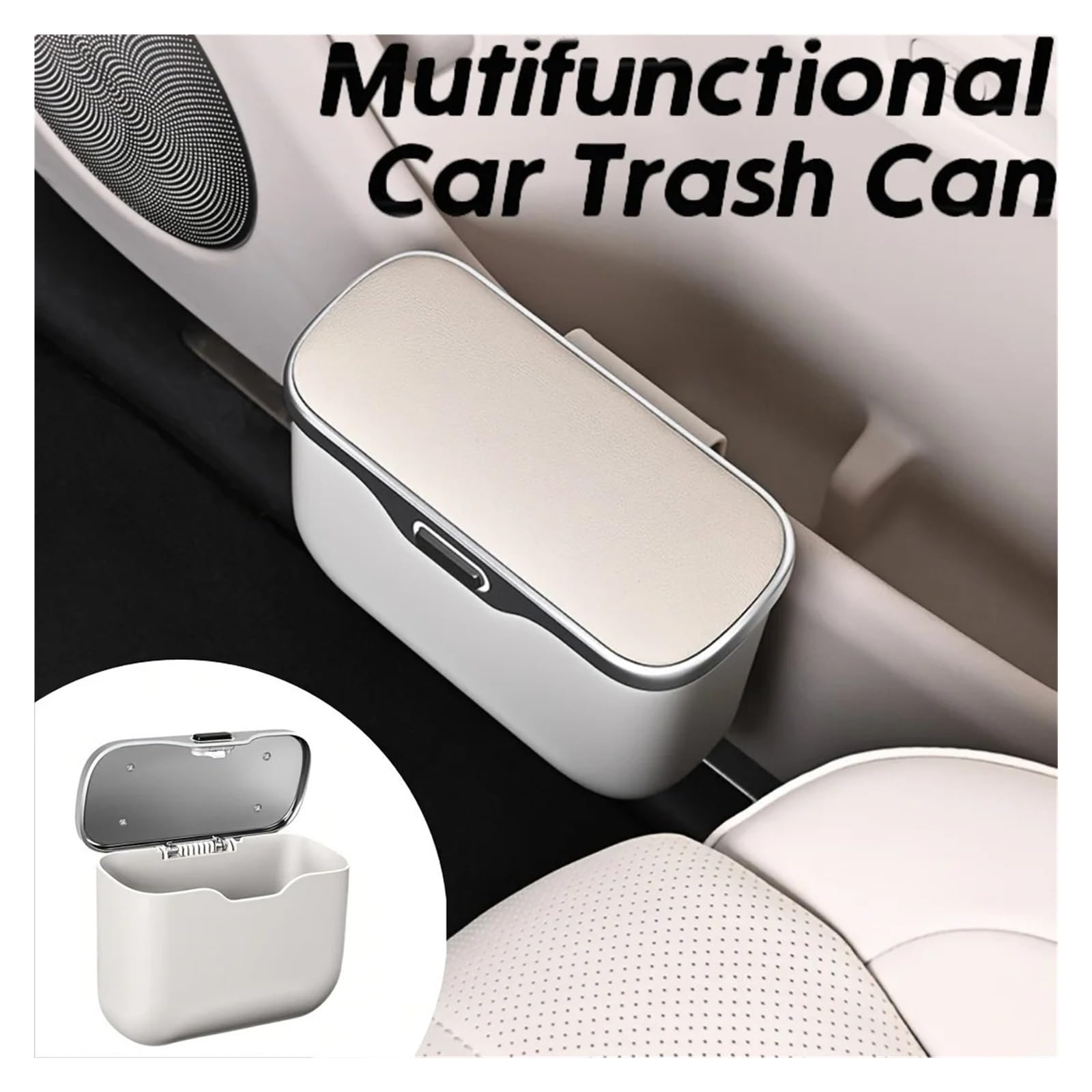 Auto Mülleimer Auto-Mülleimer Mit Deckelknopf Hängender Aufbewahrungsbehälter Für Den Nass- Und Trockengebrauch Innen-Organizer-Box Mini Autos Mülleimers(Black A)