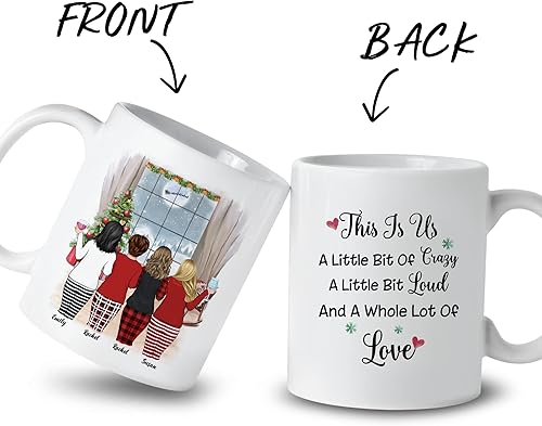 Miniatura 56 de Gossby Taza de café de Navidad personalizada para amigas, regalos de amistad personalizados para mujeres con diseño, nombre, regalo de mujer para 3