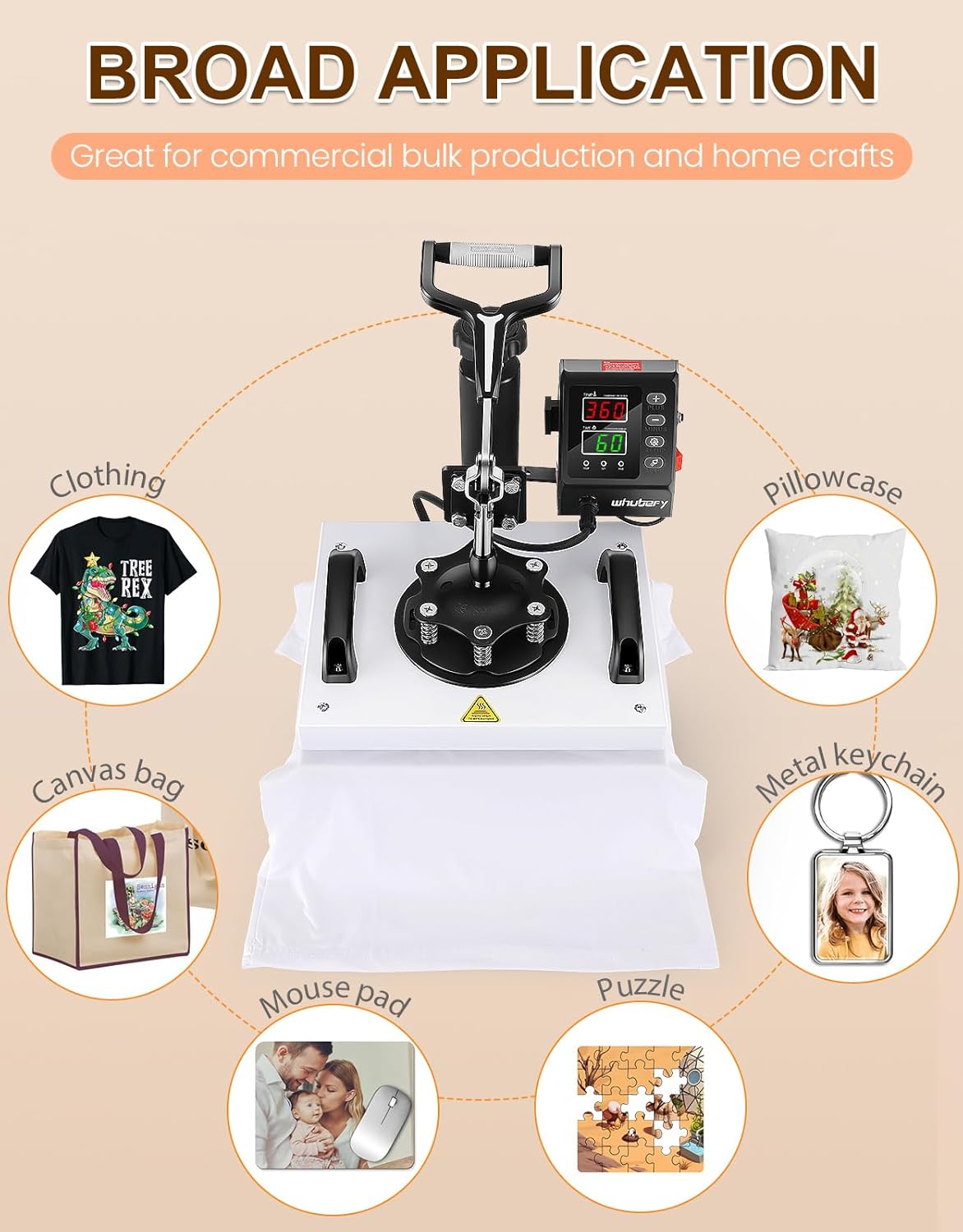 12" x 10" Heat Press Machine for T-Shirt, Shirt Press Machine for Sublimation T-Shirts Pillow Bag Garments Photo Slate Ceramic Frame,Swing Away Sublimation Heat Press Printer for Heat Transfer Vinyl