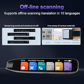 Language Translator Pen, Scanning 142 Languages Reader, OCR Text to Voice Device for Dyslexia, Portable Translation Pen for Research, Travel, Business